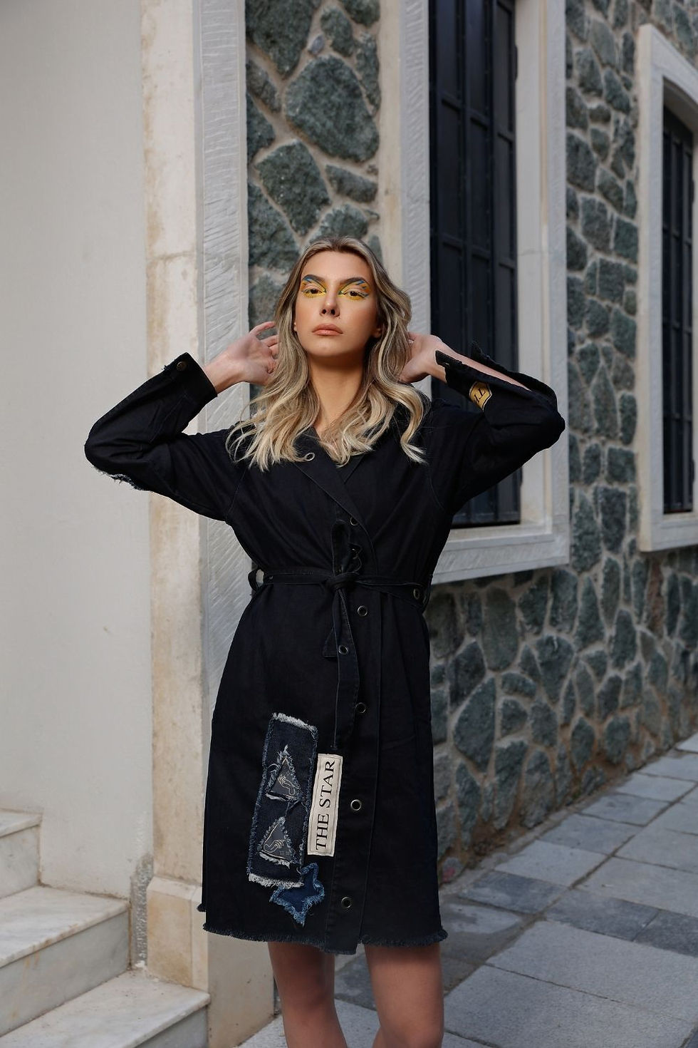 Thumbnail: Tarot Themed Dark Denim Trench Cot Dreamed By Persona Grata