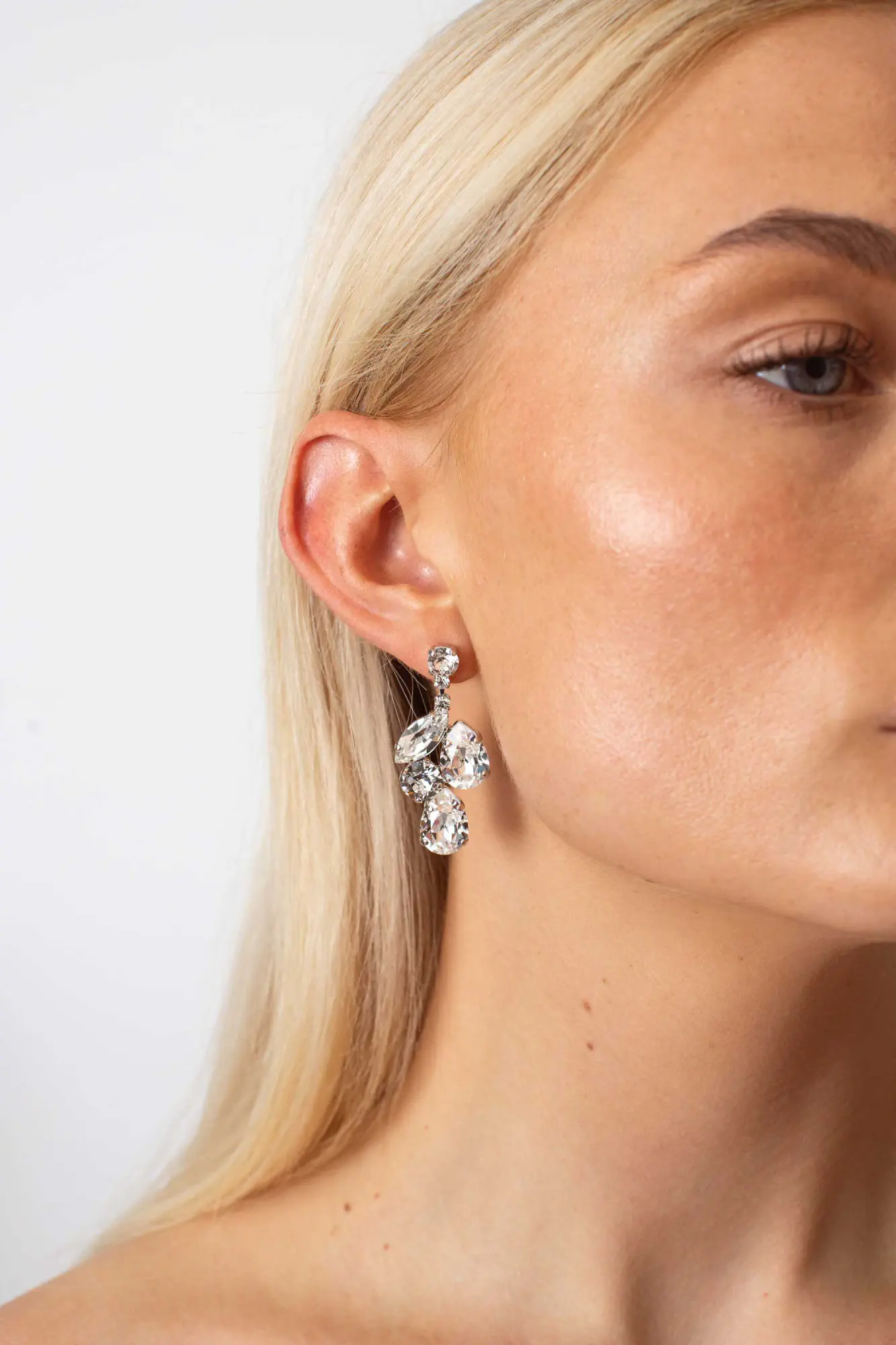 Braut Ohrringe Glitzer Silber groß