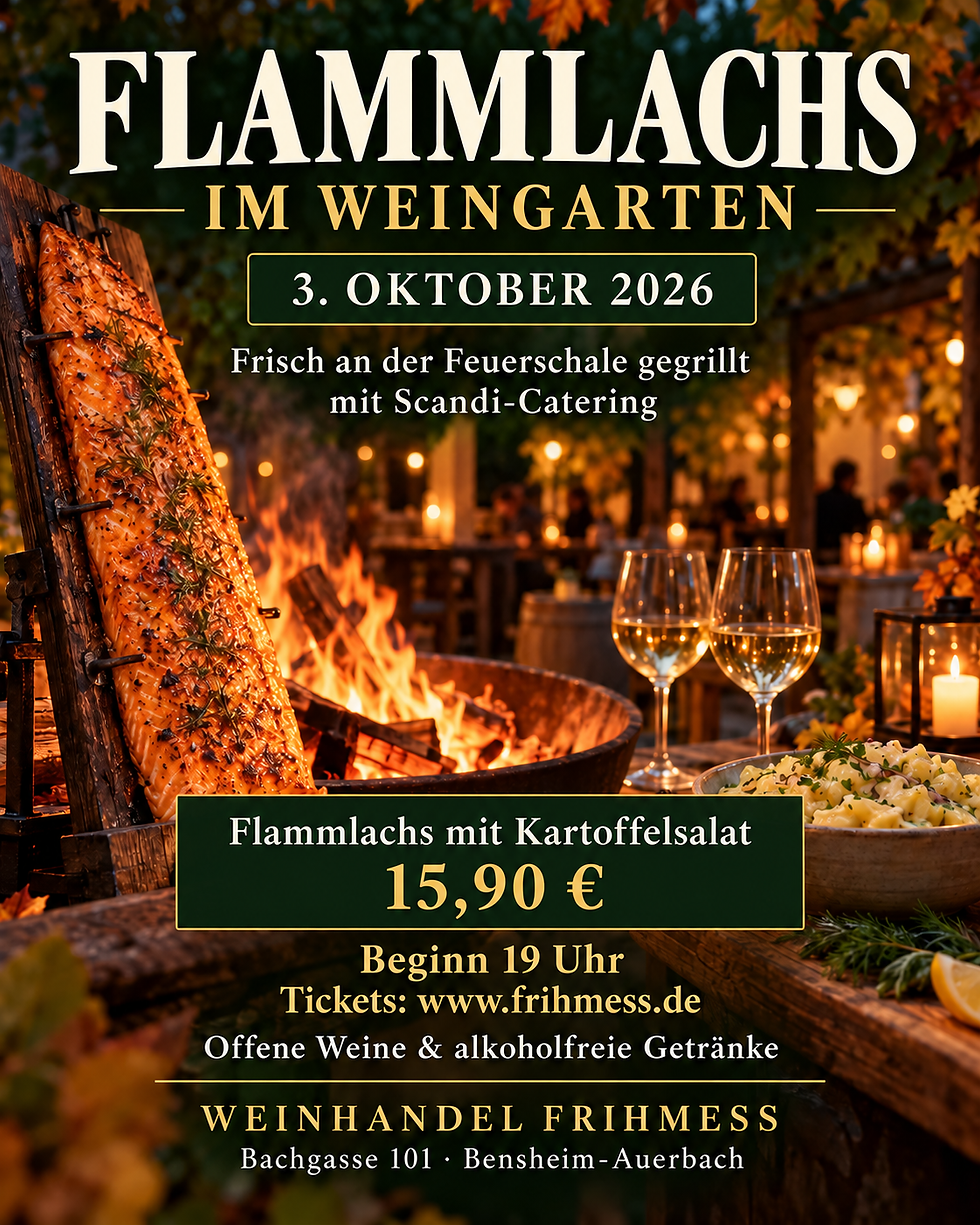 Skandinavischer Flammlachs im Weingarten Frihmess