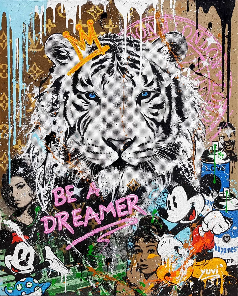 A mixed-media canvas by Yuvi