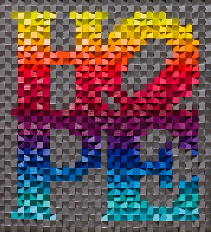 Hope written in Oli's signature 3D pixels style 