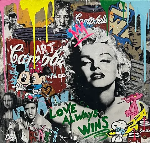 A pop art mixed-media canvas by Yuvi