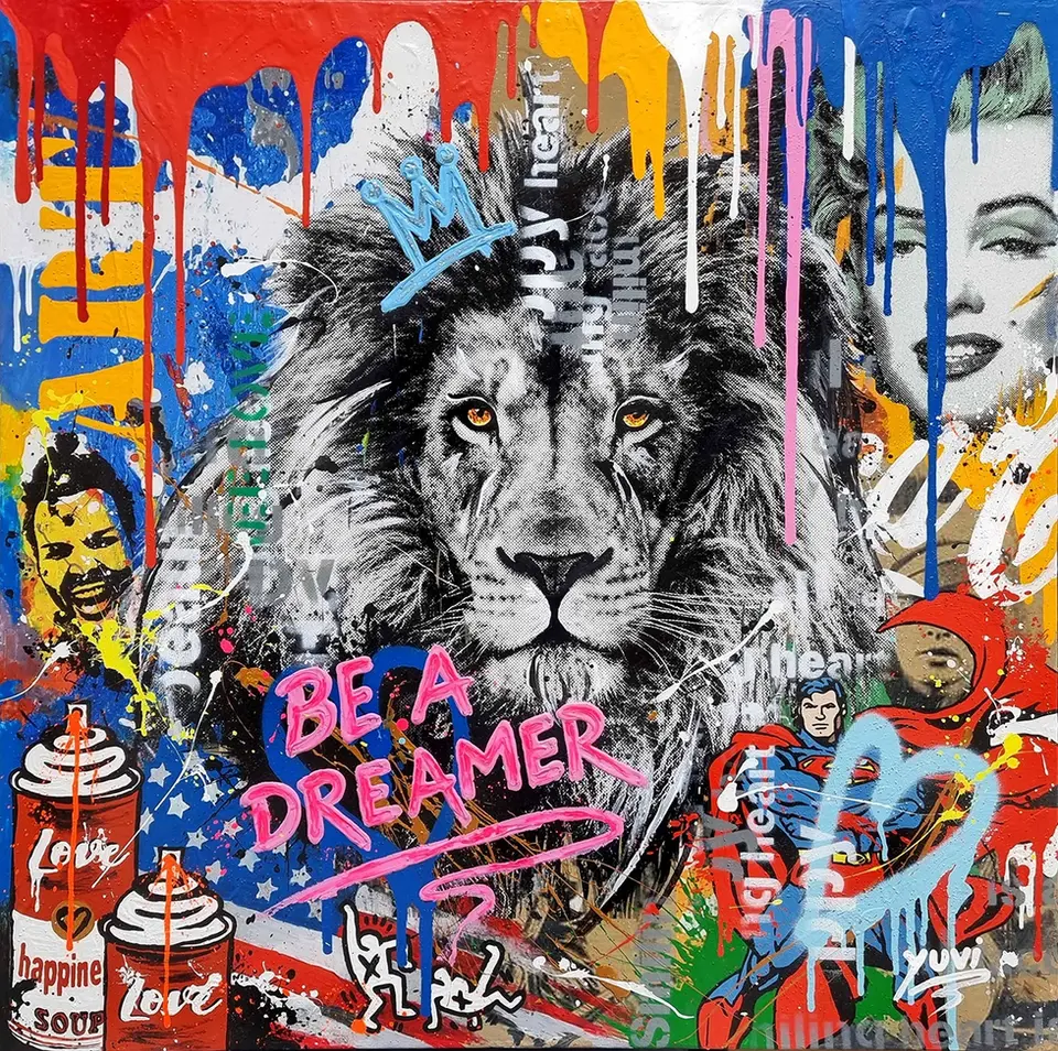A mixed-media canvas by Yuvi