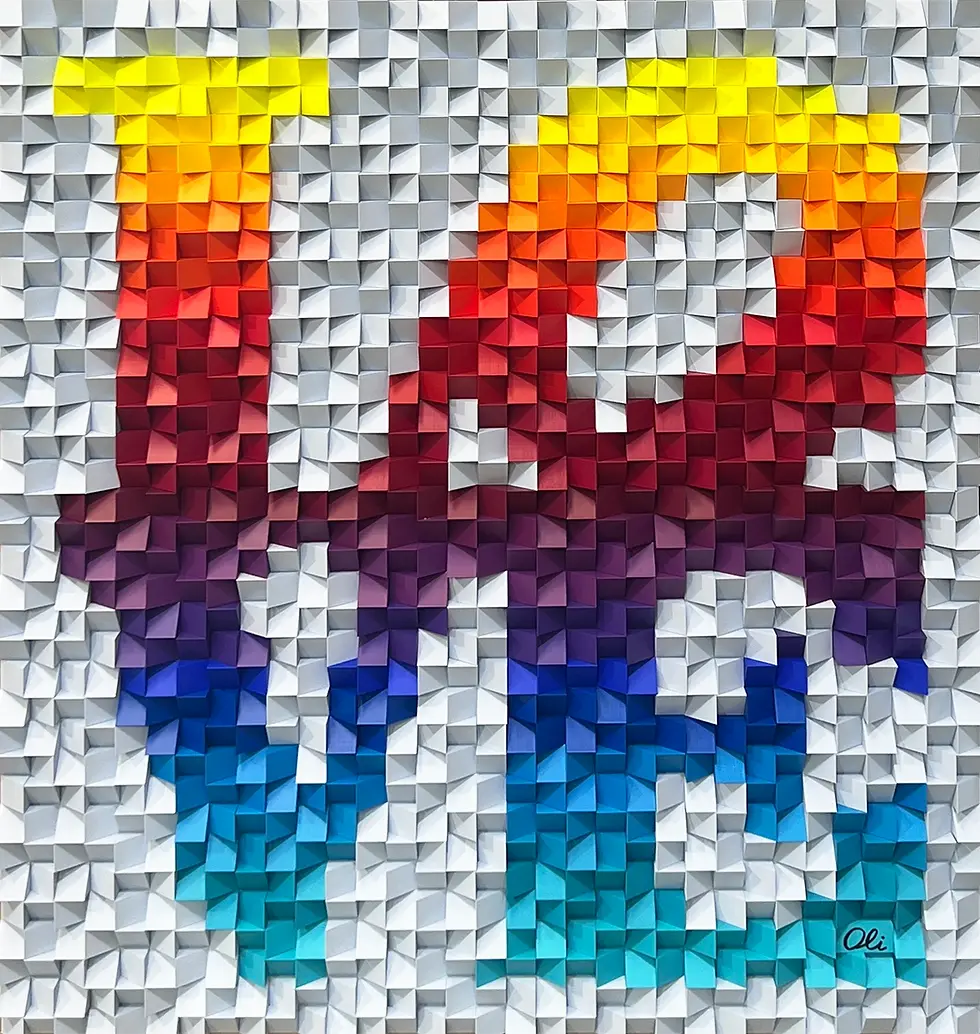 LOVE painted in 3D Pixels Blocks