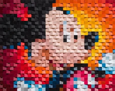 Mickey Mouse painted in 3D Pixels Blocks