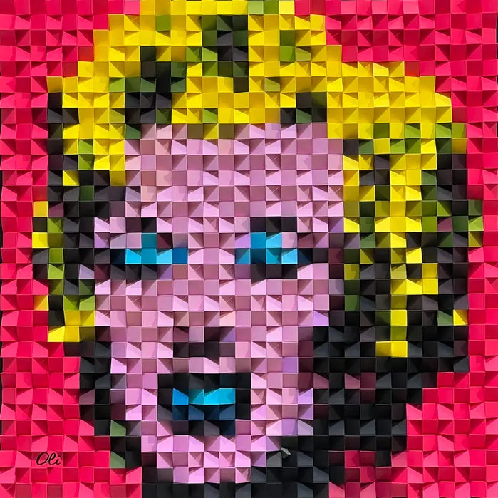 Marilyn Monroe in Oli's signature 3D pixels style 