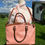 Thumbnail: London Fog Cameo Pink & Brown Tote or Shoulder Bag NWT