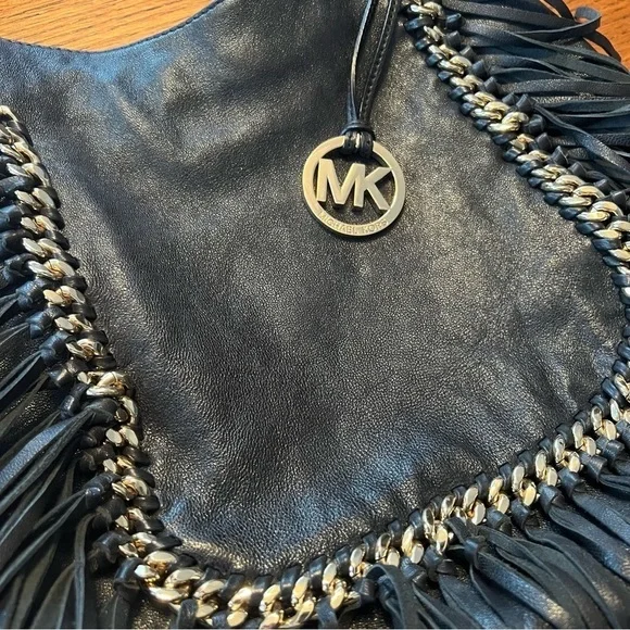 Michael kors black store fringe purse
