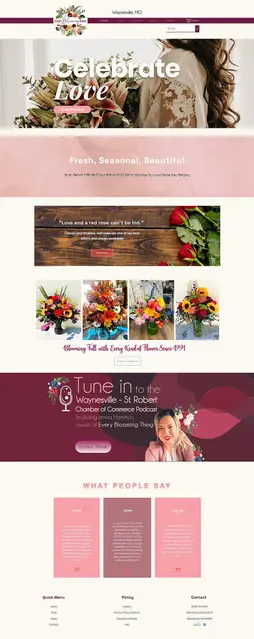 Full Page View of the Website Design for Every Blooming Thing.