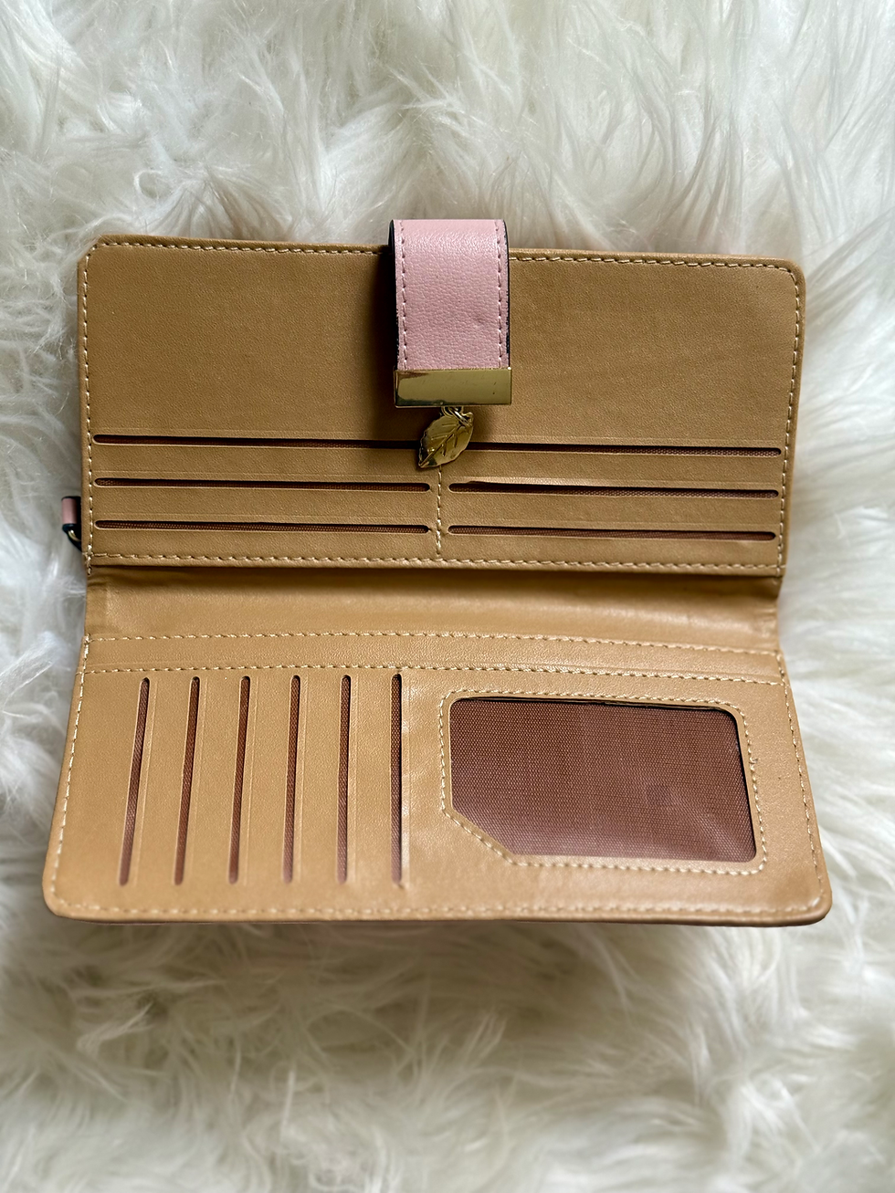 Thumbnail: Elegant Pink Bifold Wallet with Feather Cutouts