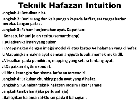 4.XPIn Huffaz: Cara Hafaz Intuition