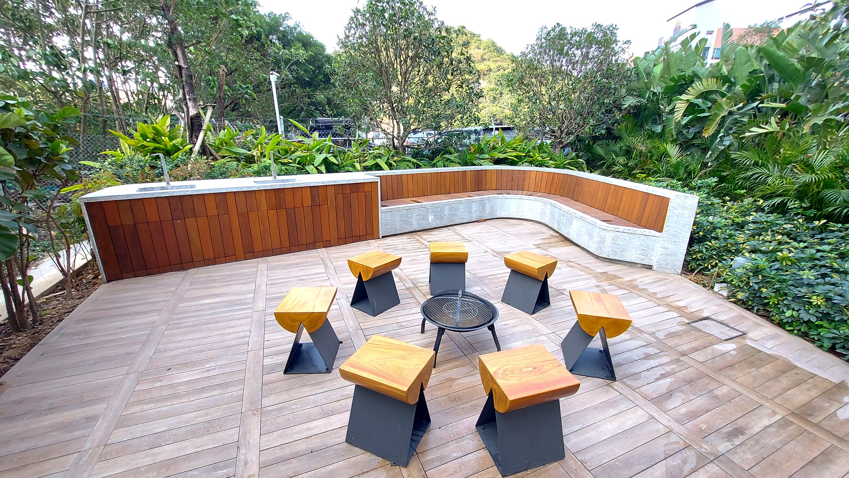 wood bench, outdoor wood seat, wood cabinet, ipe, outdoor wood