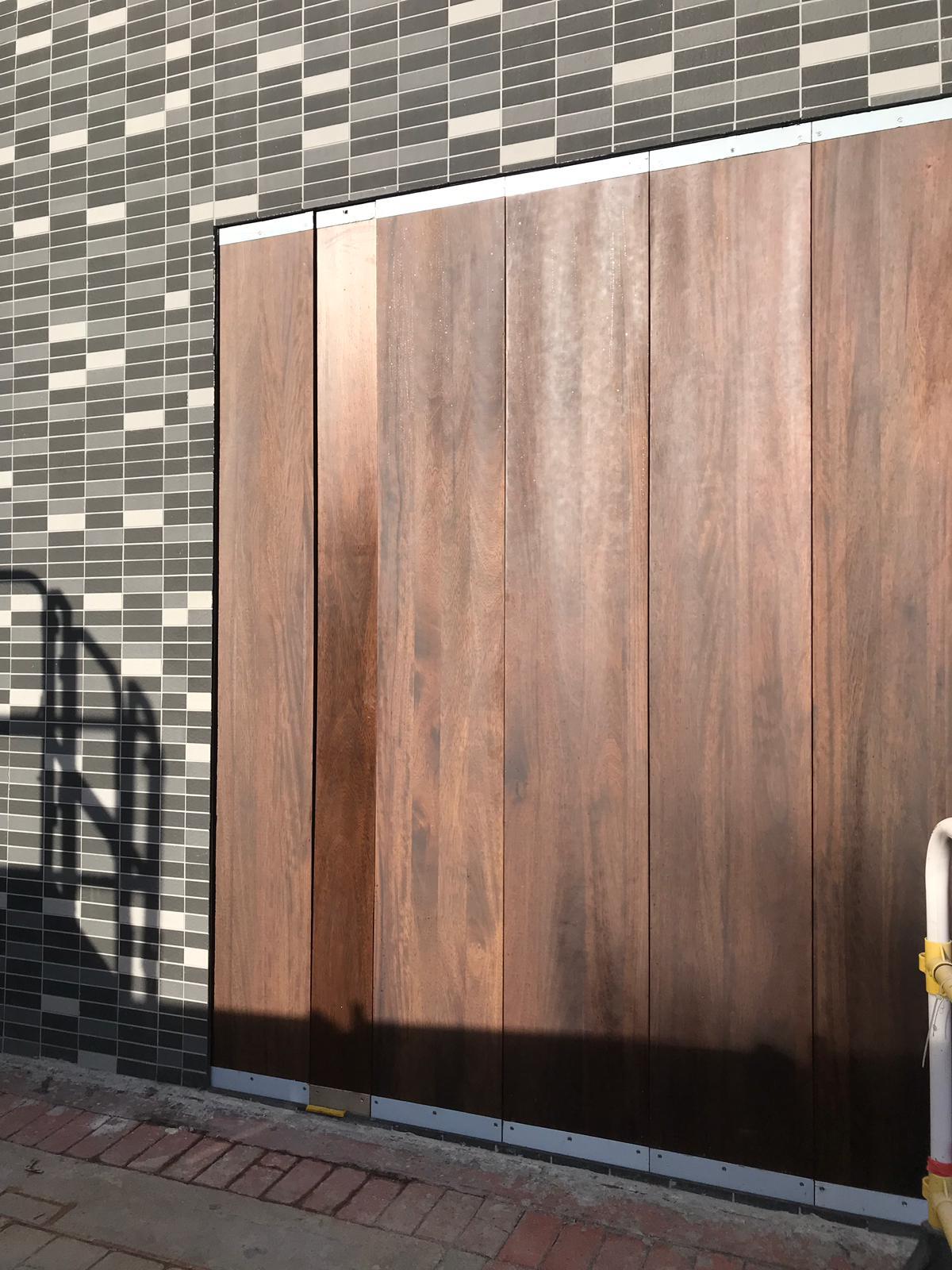 wood windshield, wood cladding, windshield, outdoor wood, iroko