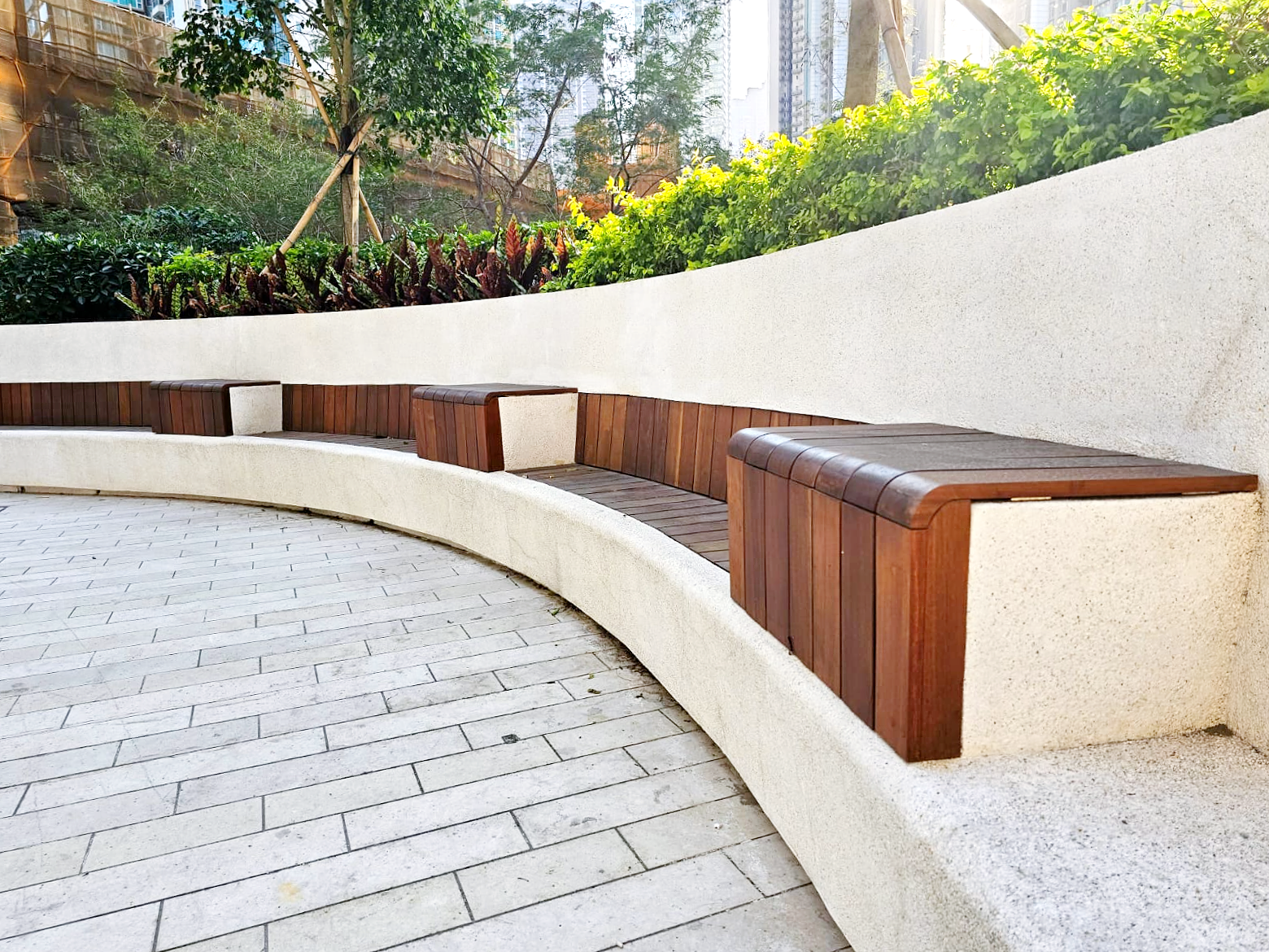 wood bench, outdoor wood seat, wood cabinet, ipe, outdoor wood