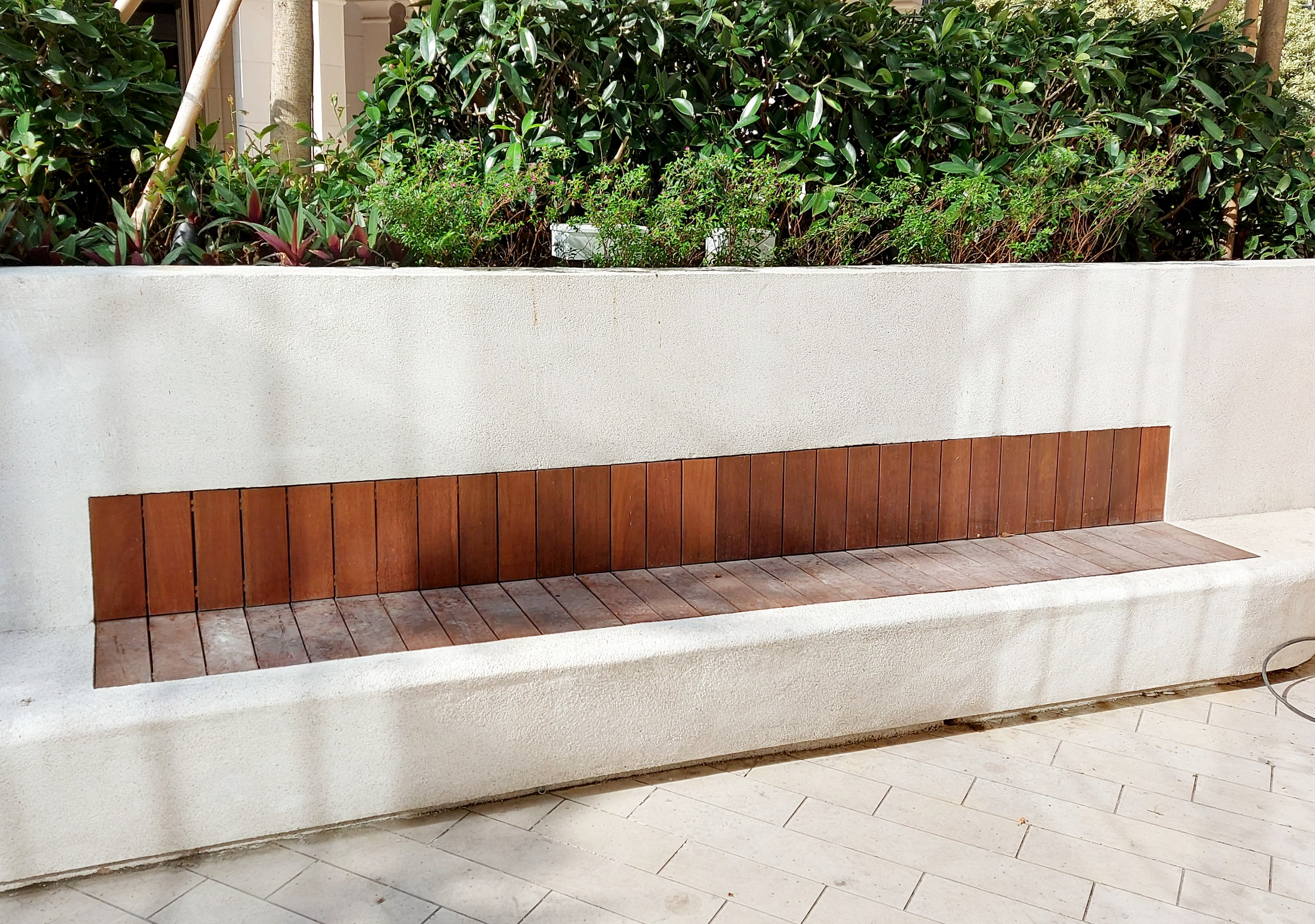 wood bench, outdoor wood seat, wood cabinet, ipe, outdoor wood