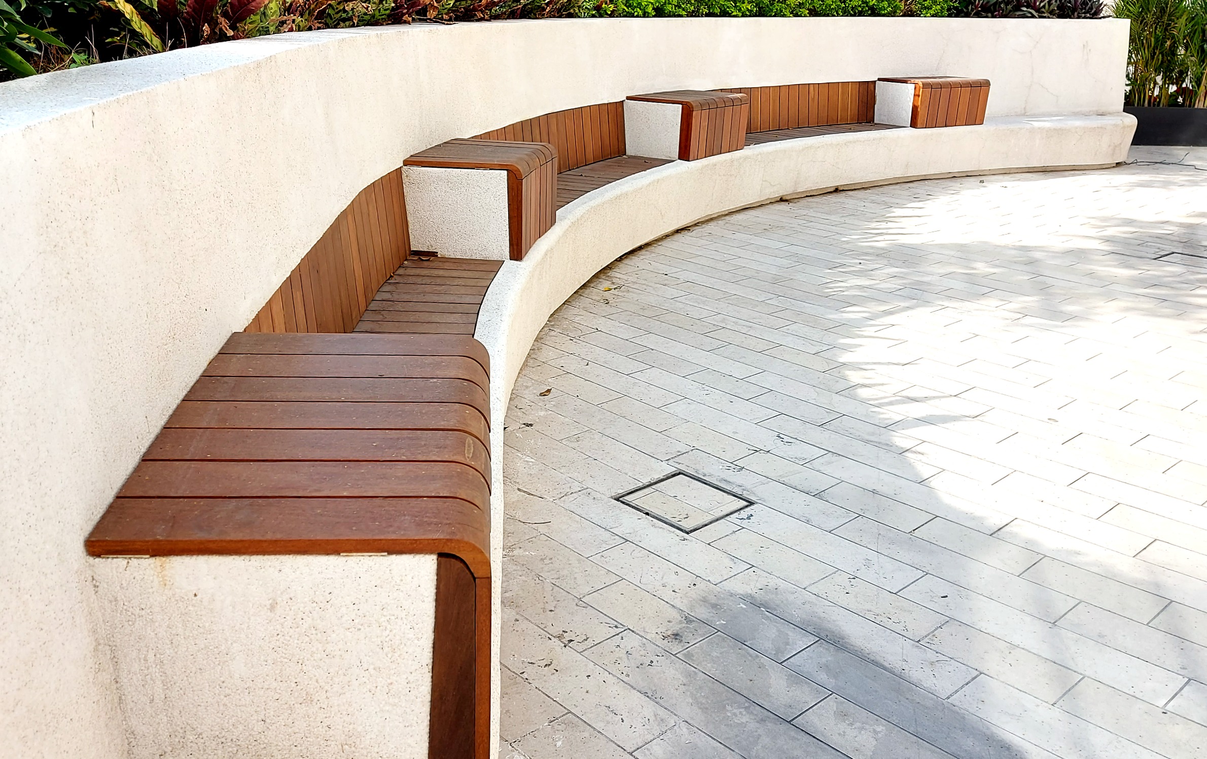 wood bench, outdoor wood seat, wood cabinet, ipe, outdoor wood