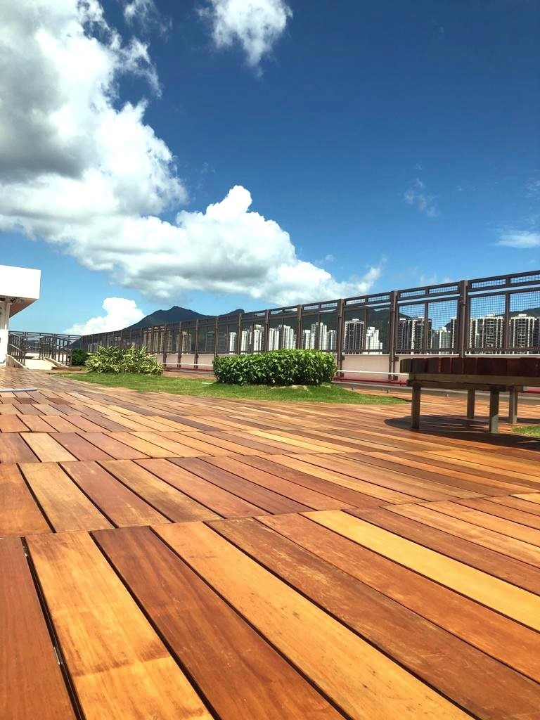 Outdoor wood, outdoor floor, wood deck, garapa, rooftop