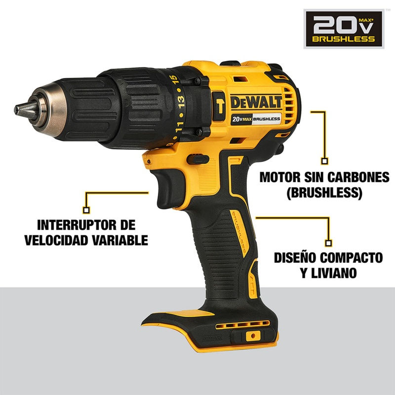 Miniatura: Taladro Percutor 1/2" 20V Brushless 65Nm 1 Bat 3.0 Ah Dewalt