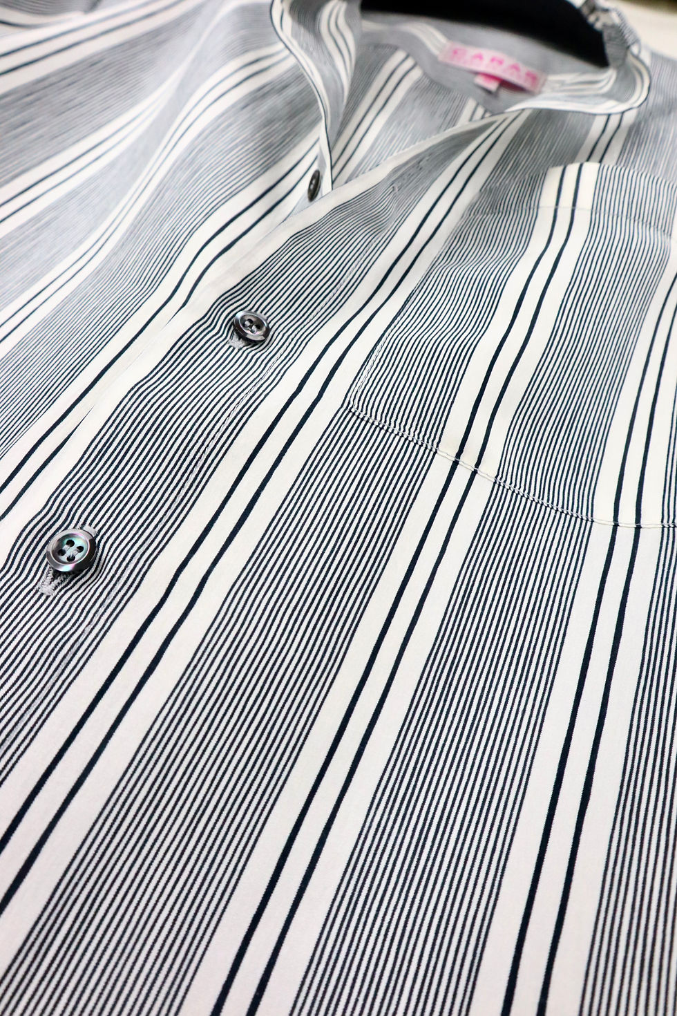 Thumbnail: Mens Fitted Stripe Short Sleeve Shirt Fabric