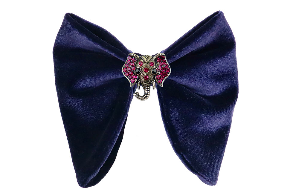 Thumbnail: Velvet Bow Tie With detachable Elephant Crystal Pin