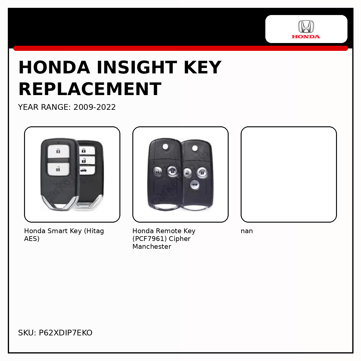 Honda Insight Key Replacement