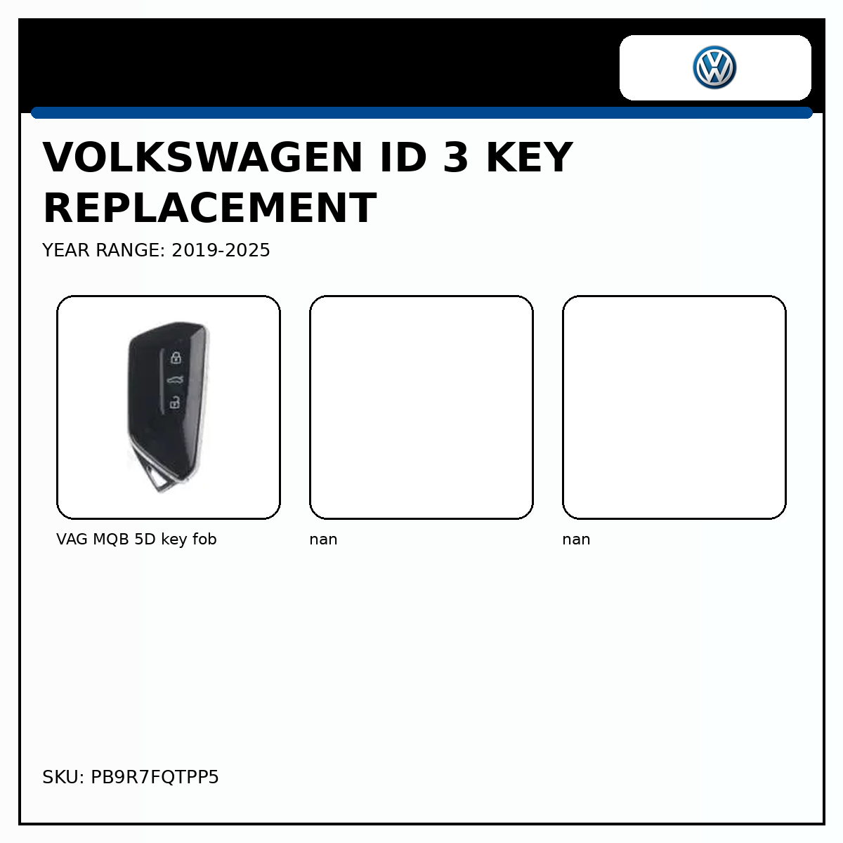 Volkswagen ID 3 Key Replacement