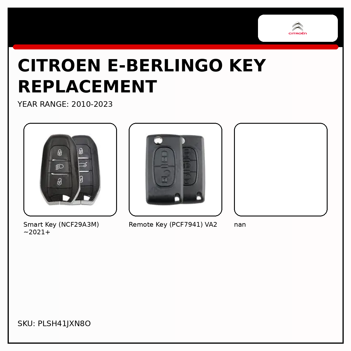 Citroen E-Berlingo Key Replacement