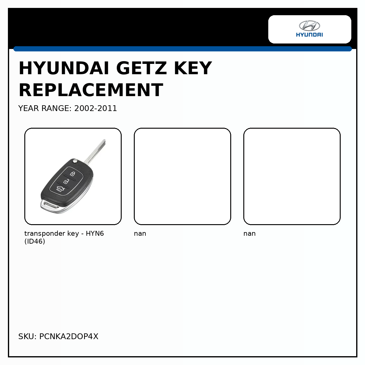 Hyundai Getz Key Replacement