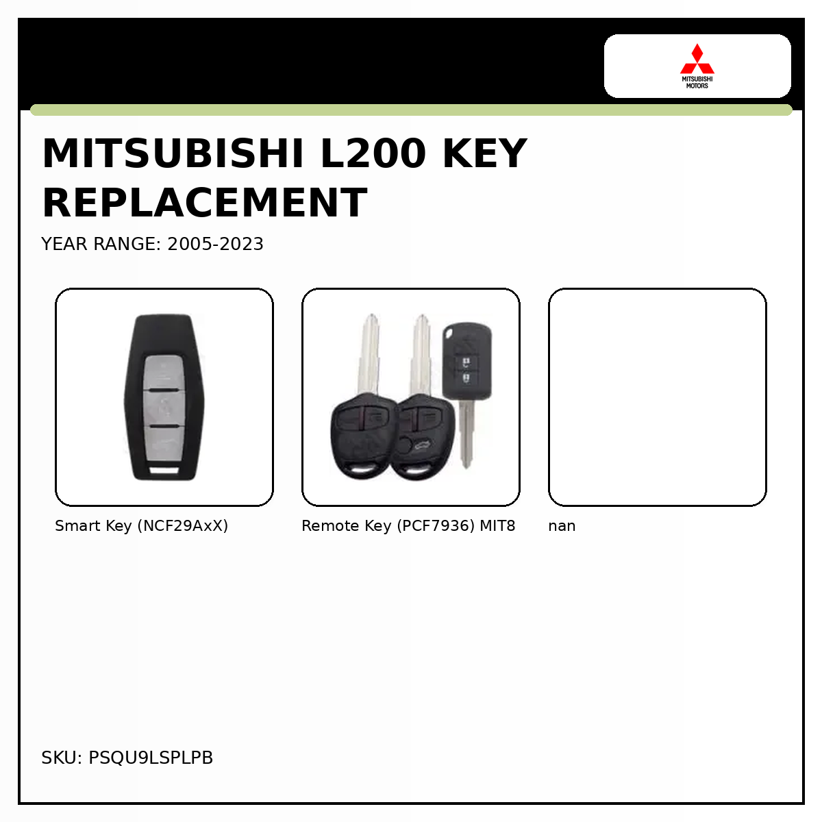 Mitsubishi L200 Key Replacement