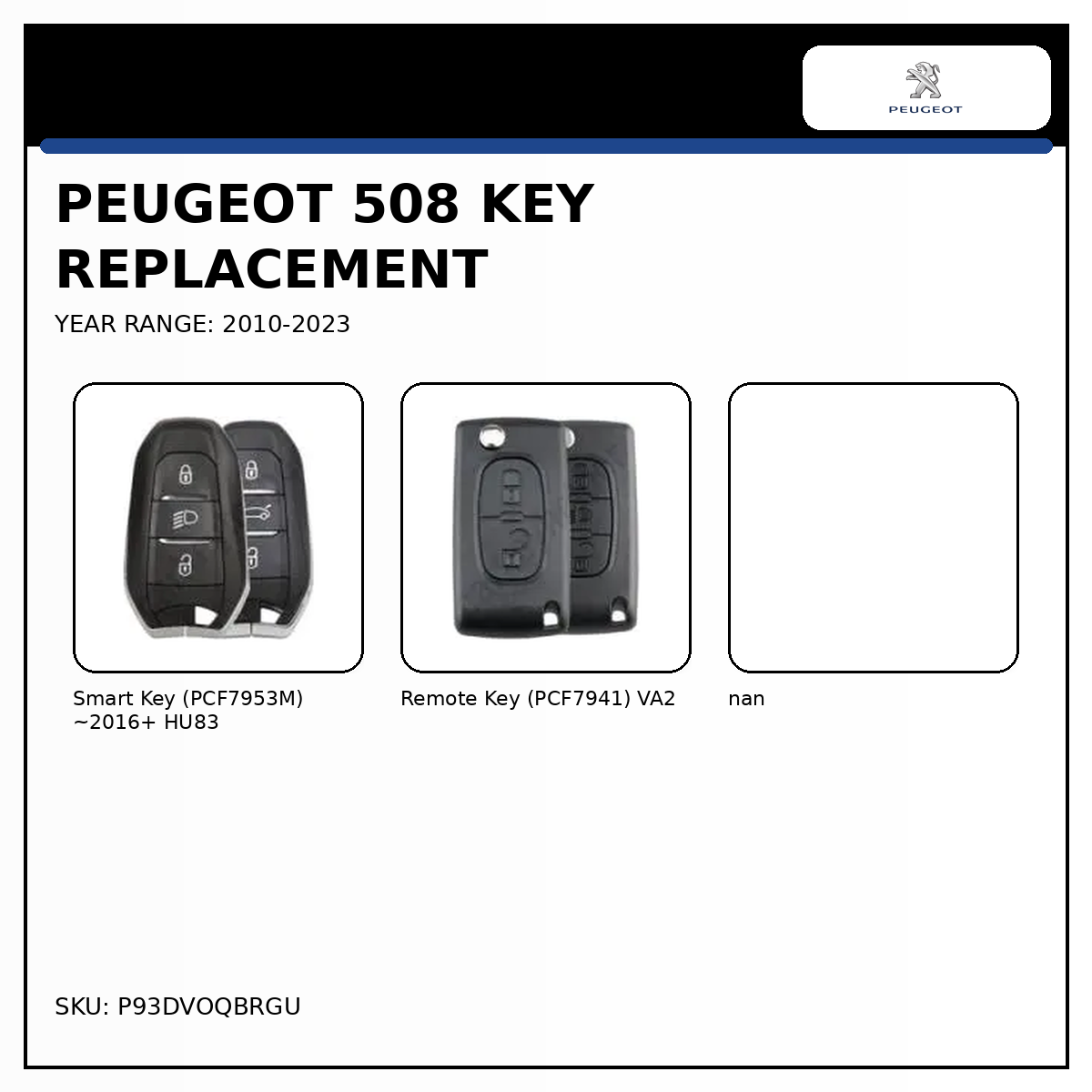 Peugeot 508 Key Replacement