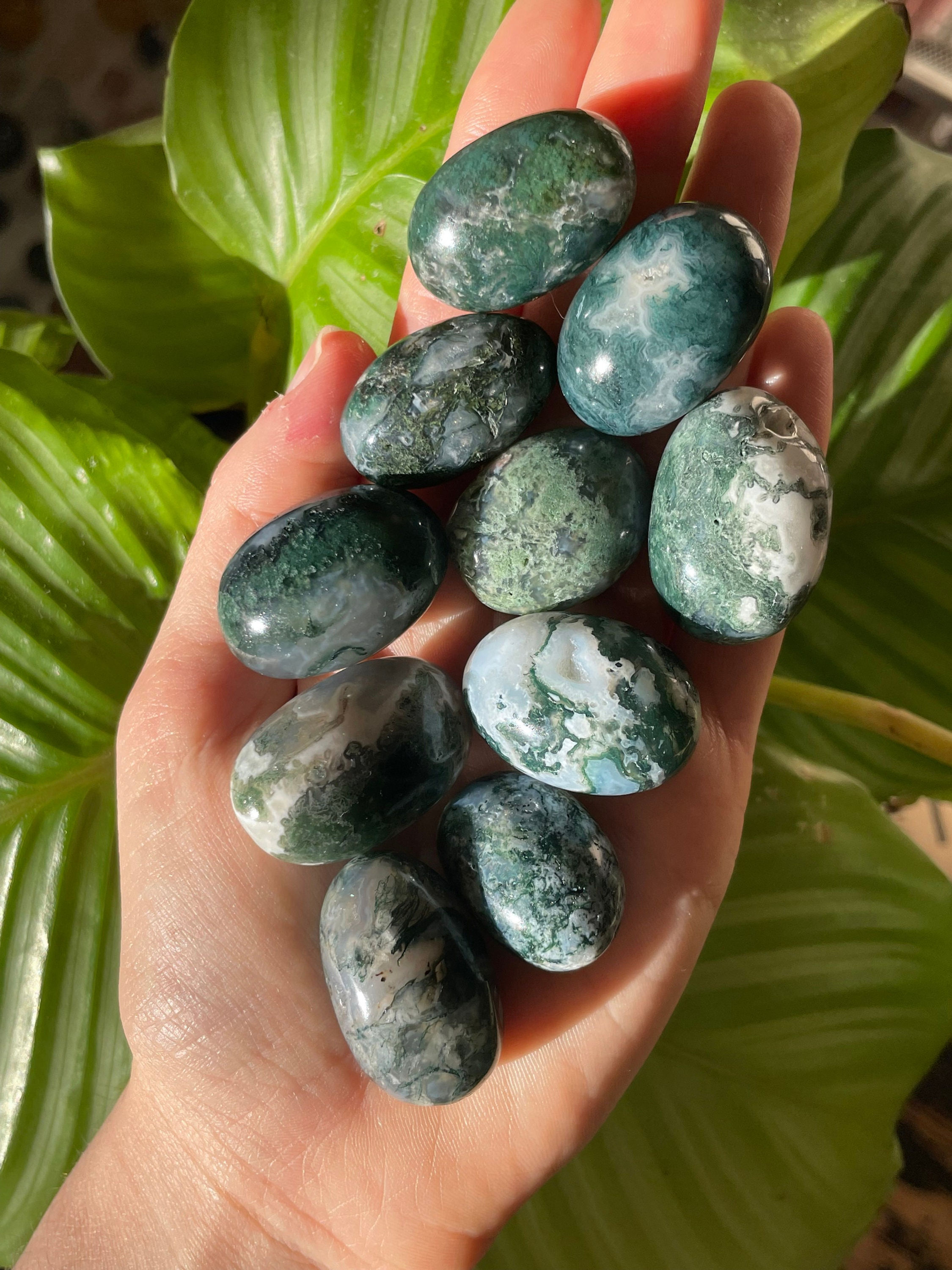Moss Agate Tumble Stones – Crystals for Growth, Abundance & Emotional Balance