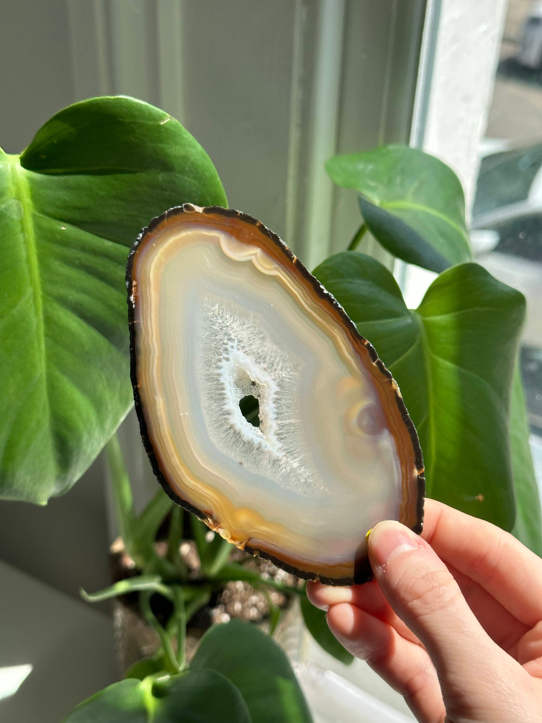 Natural Agate Slice – Polished Crystal for Balance, Protection & Décor