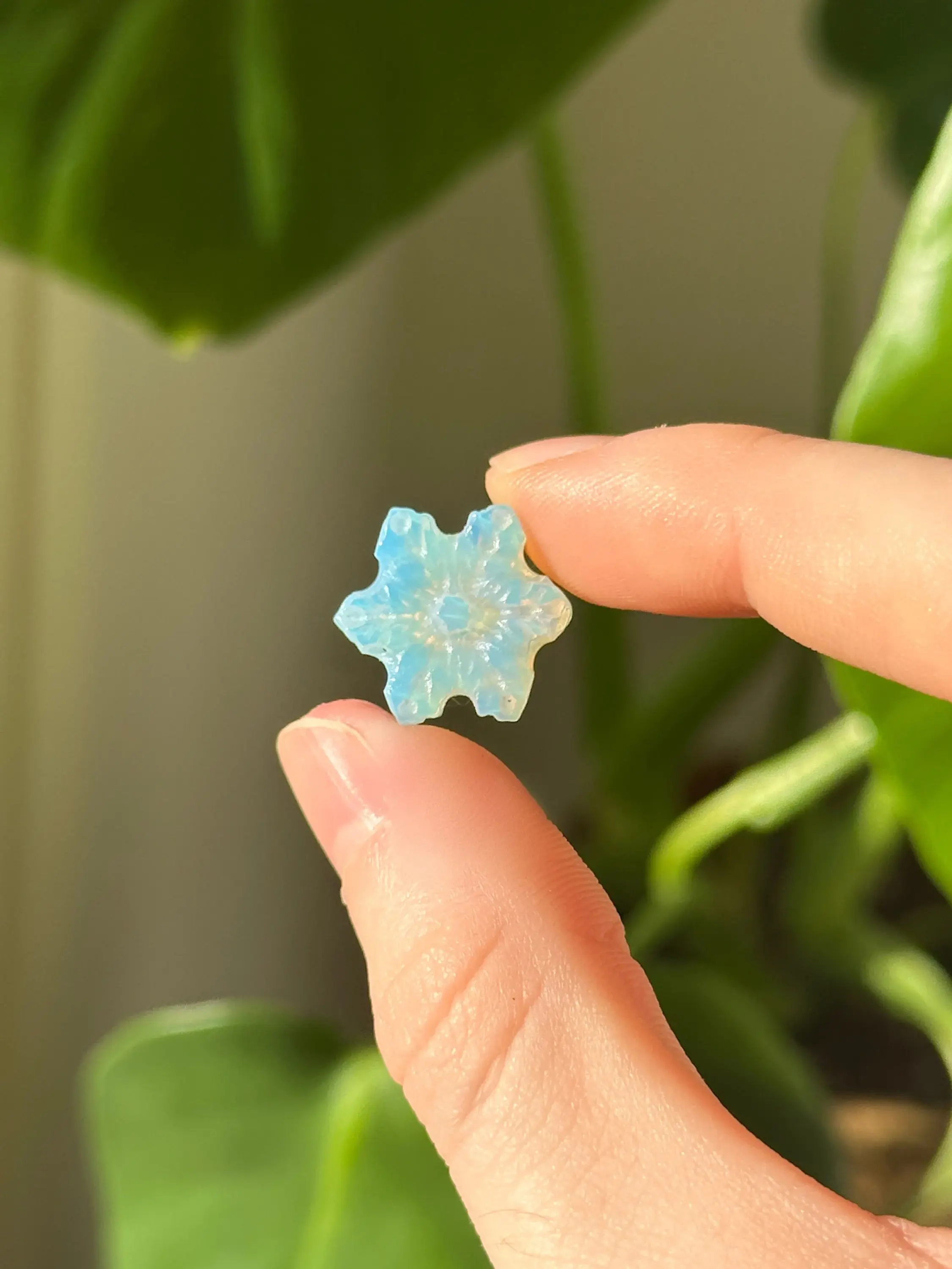 Opalite snowflake crystal carving mini figurine