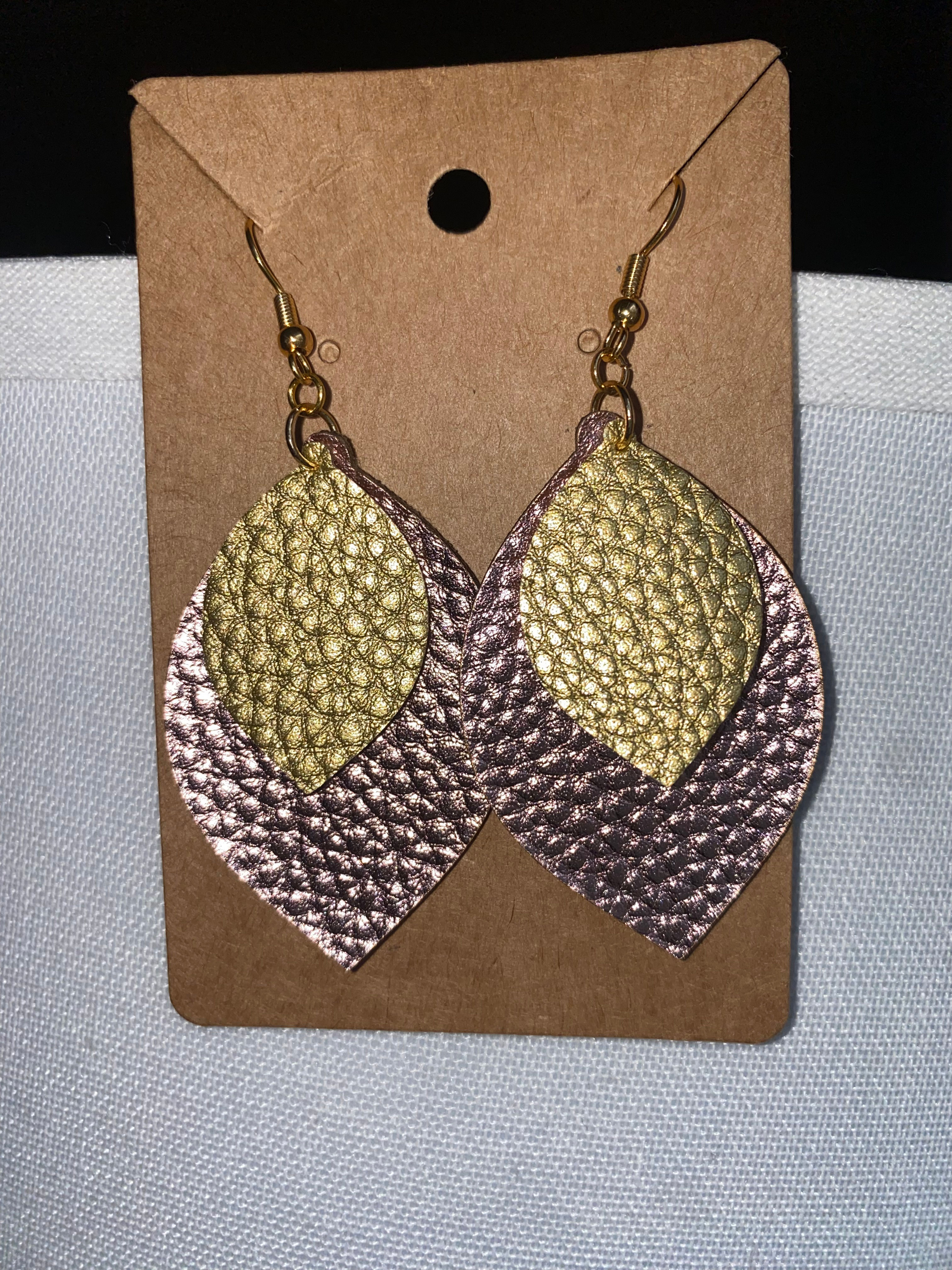 Rose GoldenGold Faux Leather Earrings