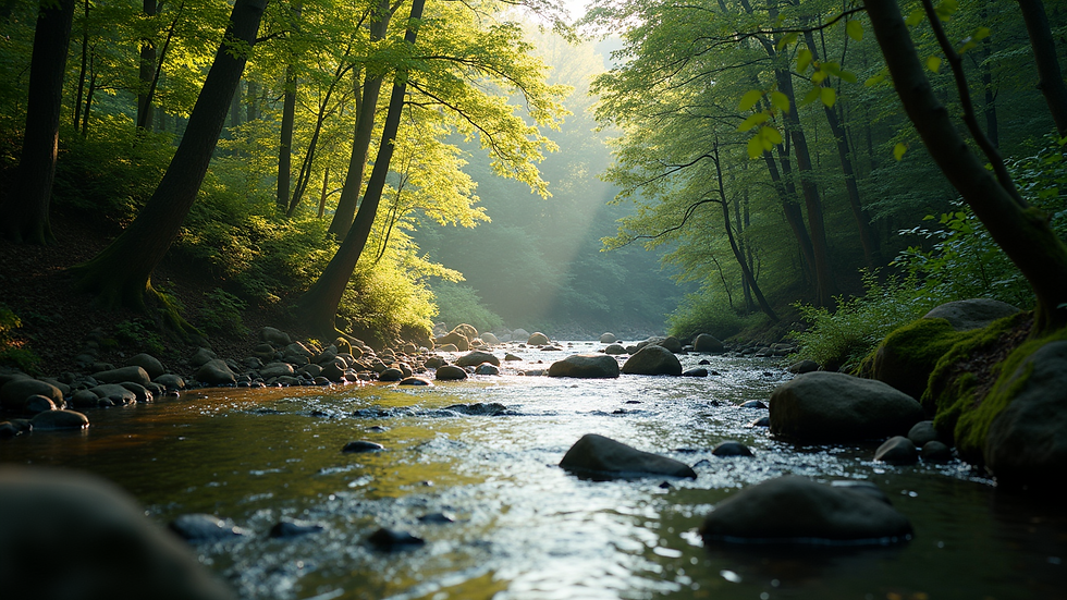 Wide angle view of the Blackwater River surrounded by lush greenery