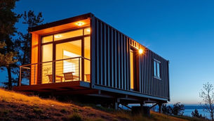 image of an off-grid shipping container home