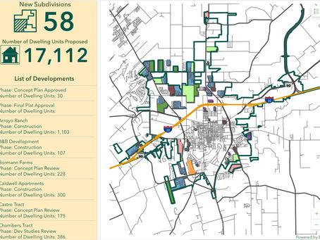 Seguin economic development map showing 17,000+ future home proposals
