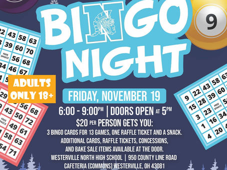 BINGO Night is coming next Friday, Nov. 19th!