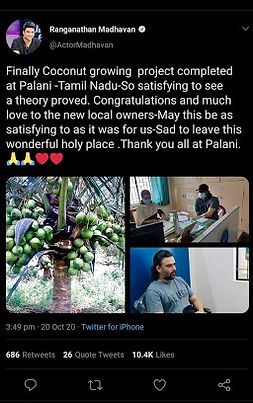 Actor madhavan's Aromatic coconut project