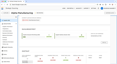 Widget in Supplier 360