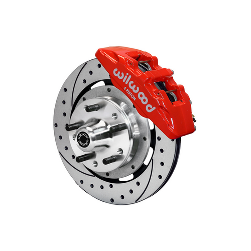 Wilwood Dynapro 6 Front Hub Kit 12.19in Drilled Red 74-80 Pinto/Mustang II Disc Spindle only