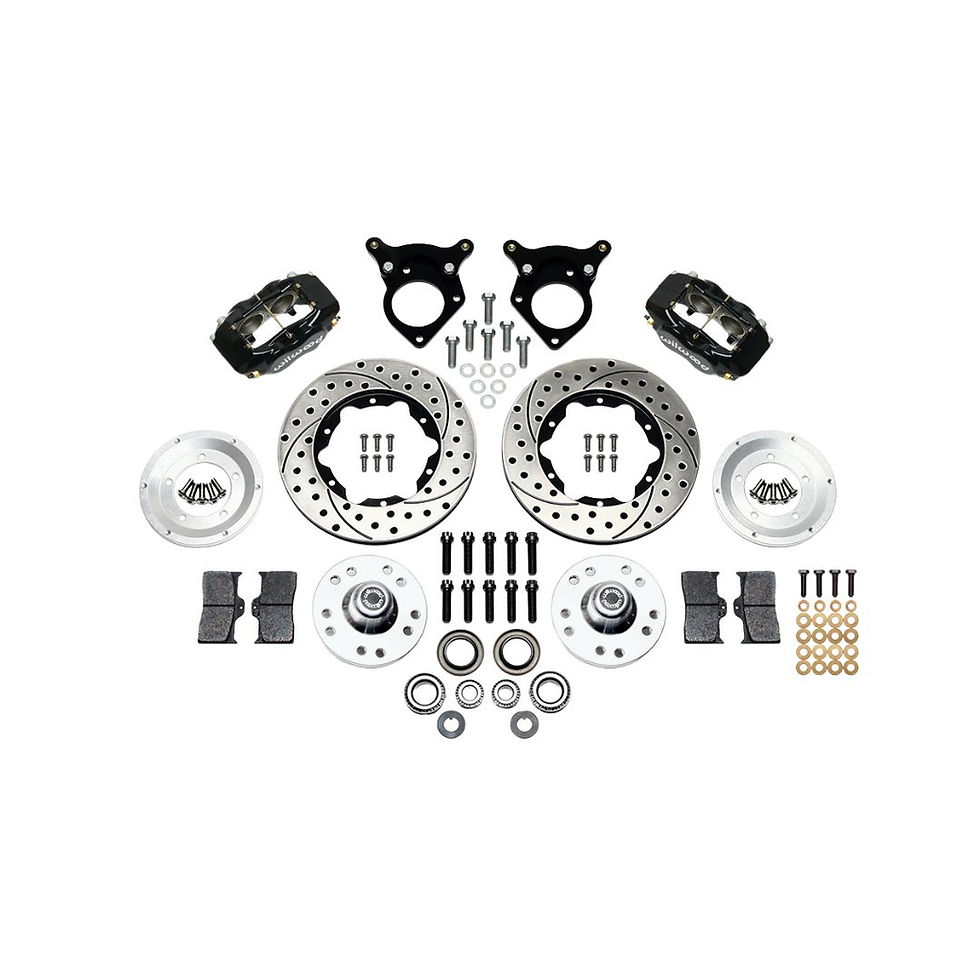Thumbnail: 1987-1993 Mustang, 11" Front Kit, 5 x 4 1/2", Drilled, Slotted, Red 140-11018-DR