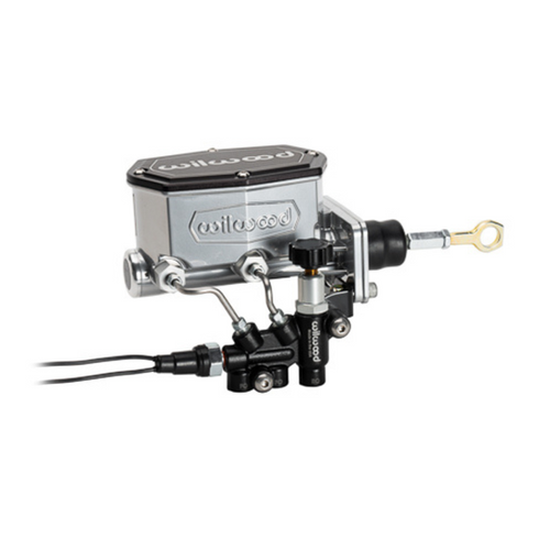 Wilwood Compact Tandem M/C - 1in Bore - w/Bracket and Valve (Pushrod) - Black