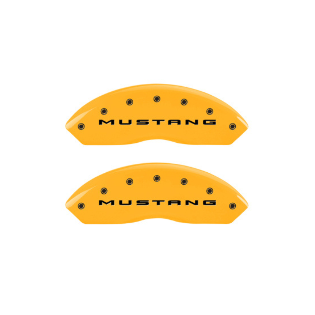 2015-2020 Mustang, MGP Caliper Covers Engraved Front and Rear - Yellow