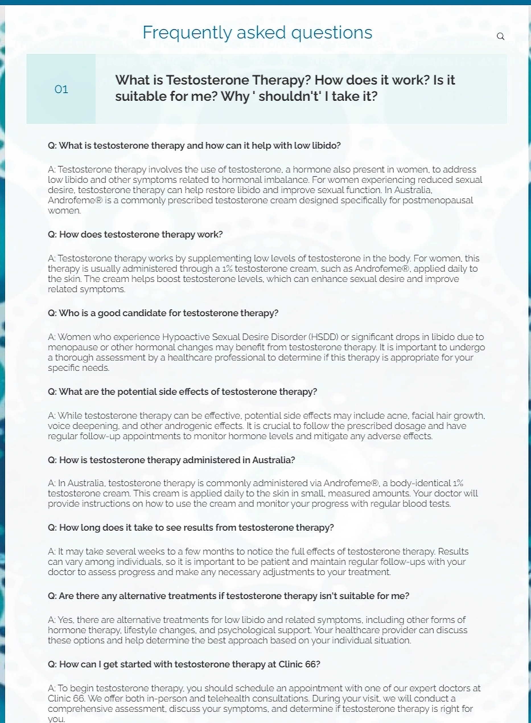 Testosterone Therapy FAQs