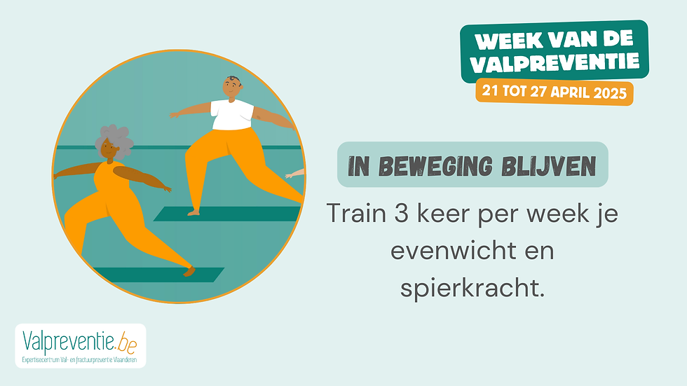 Train 3 keer per week je evenwicht en spierkracht om een val te vermijden