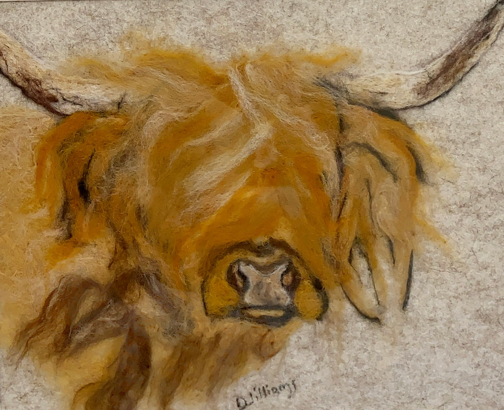 Thumbnail: Handmade Needle Felt Highland Cow Portrait – Unique Gift & Wall Art UK