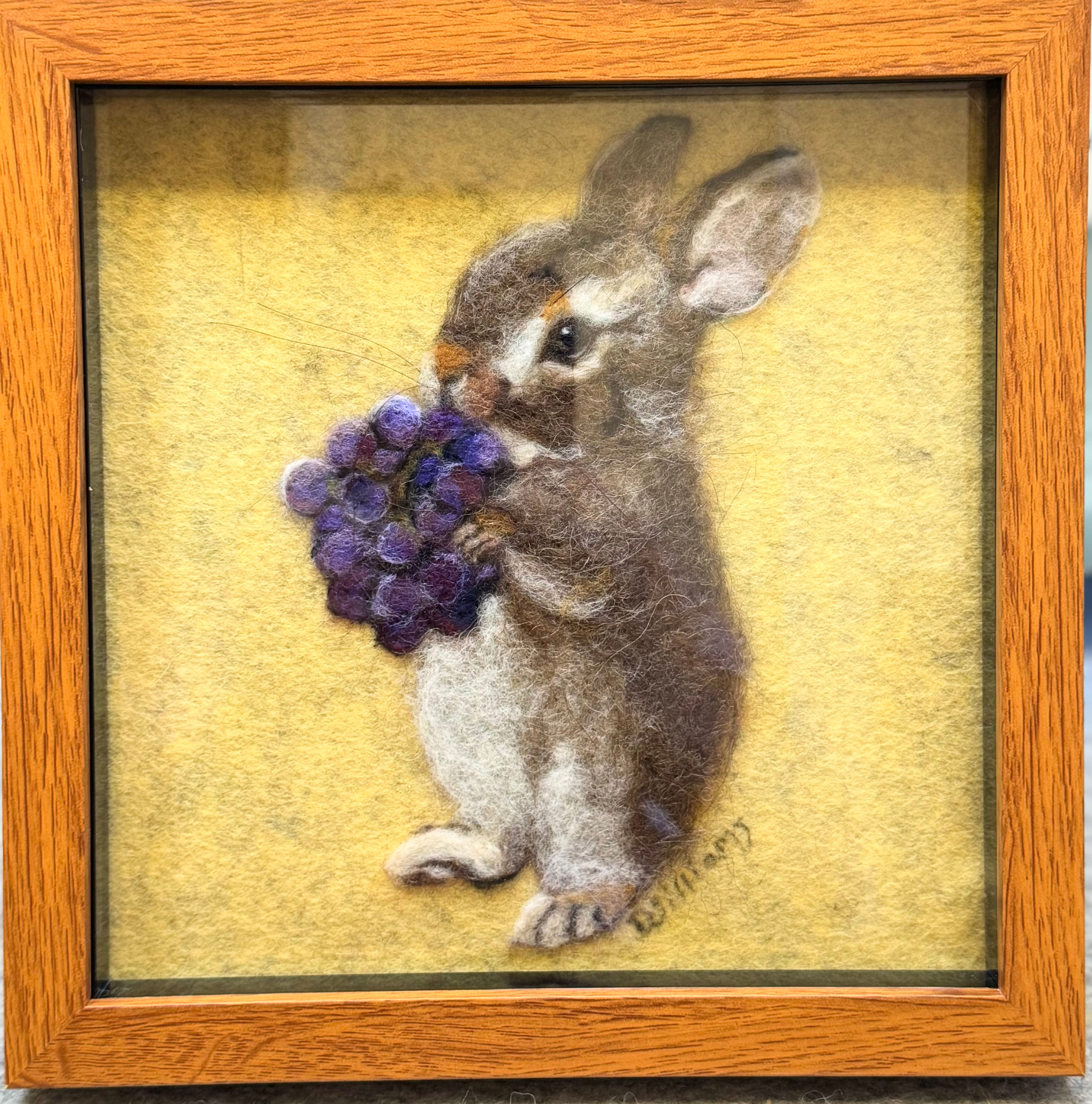 Handmade Custom Needle Felt Rabbit Portrait – Nursery Decor & Unique