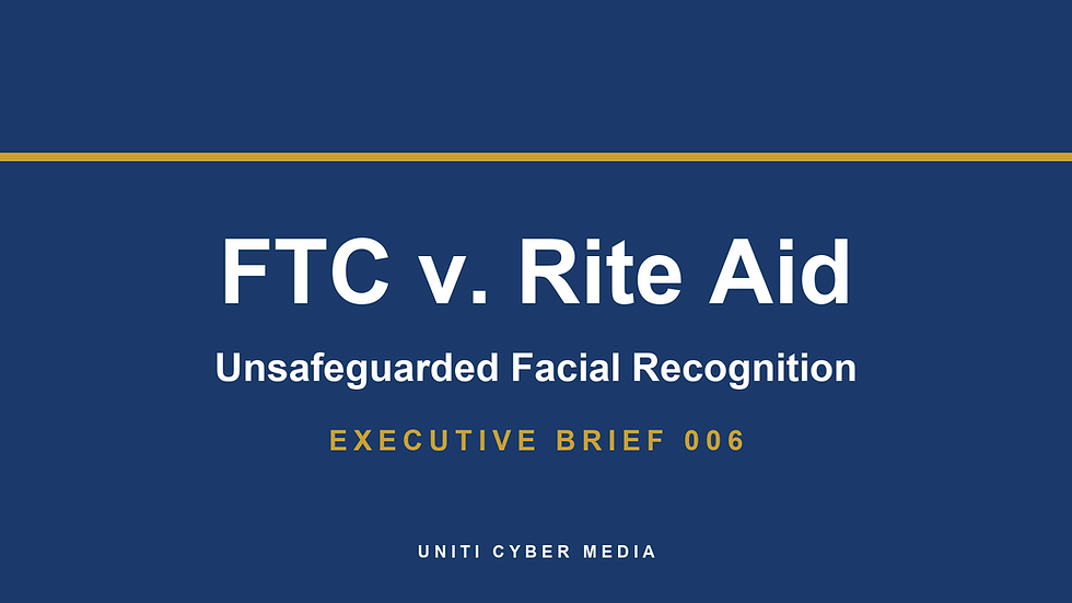 Executive Brief 006: A biometric match is a signal, not proof. UNITI Cyber Media AI governance cover image.