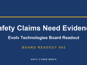 Evolv Technologies and the FTC AI security screening claims matter. UNITI Cyber Media AI governance case study cover image.
